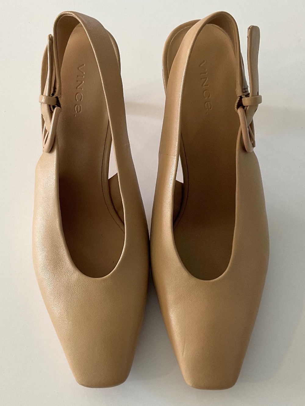 VINCE Leather Heels in Cappuccino Size 7 LIKE NEW - Picture 4 of 13